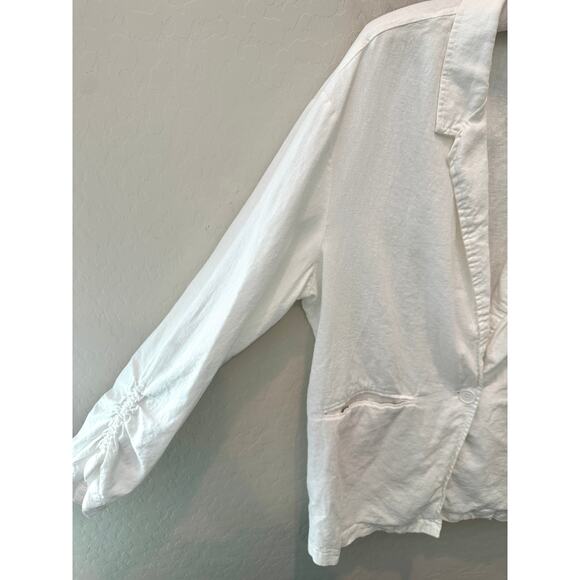 MARC NEW YORK | White Linen Blend Button Front Blazer Jacket | Large - Picture 3 of 7